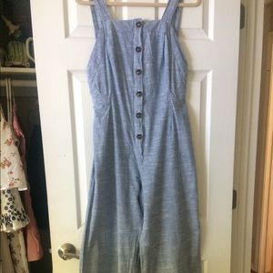 Japna Blue and white pinstriped jumpsuit open back